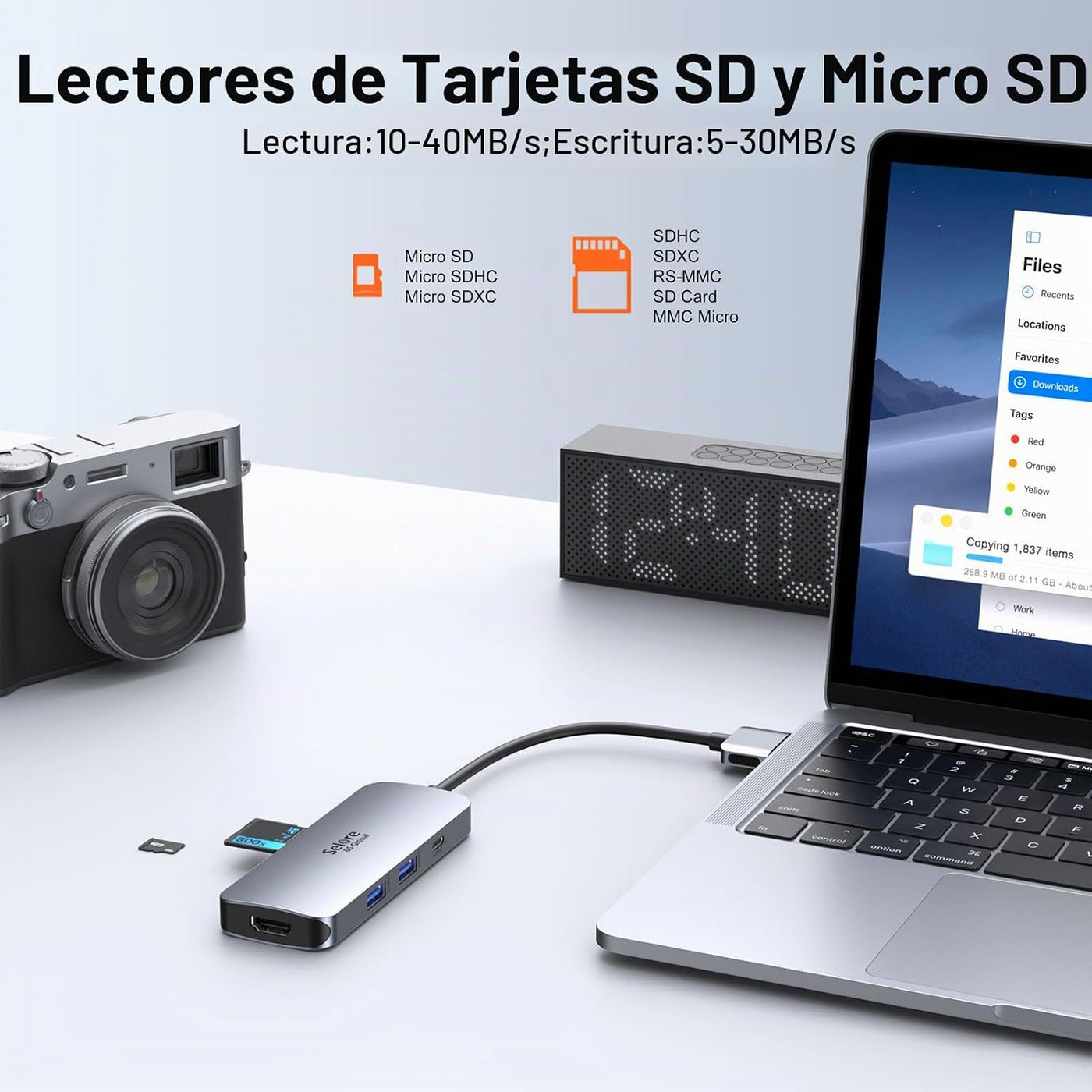 Estación de acoplamiento Selore para MacBook Pro Air, Hub USB C par...