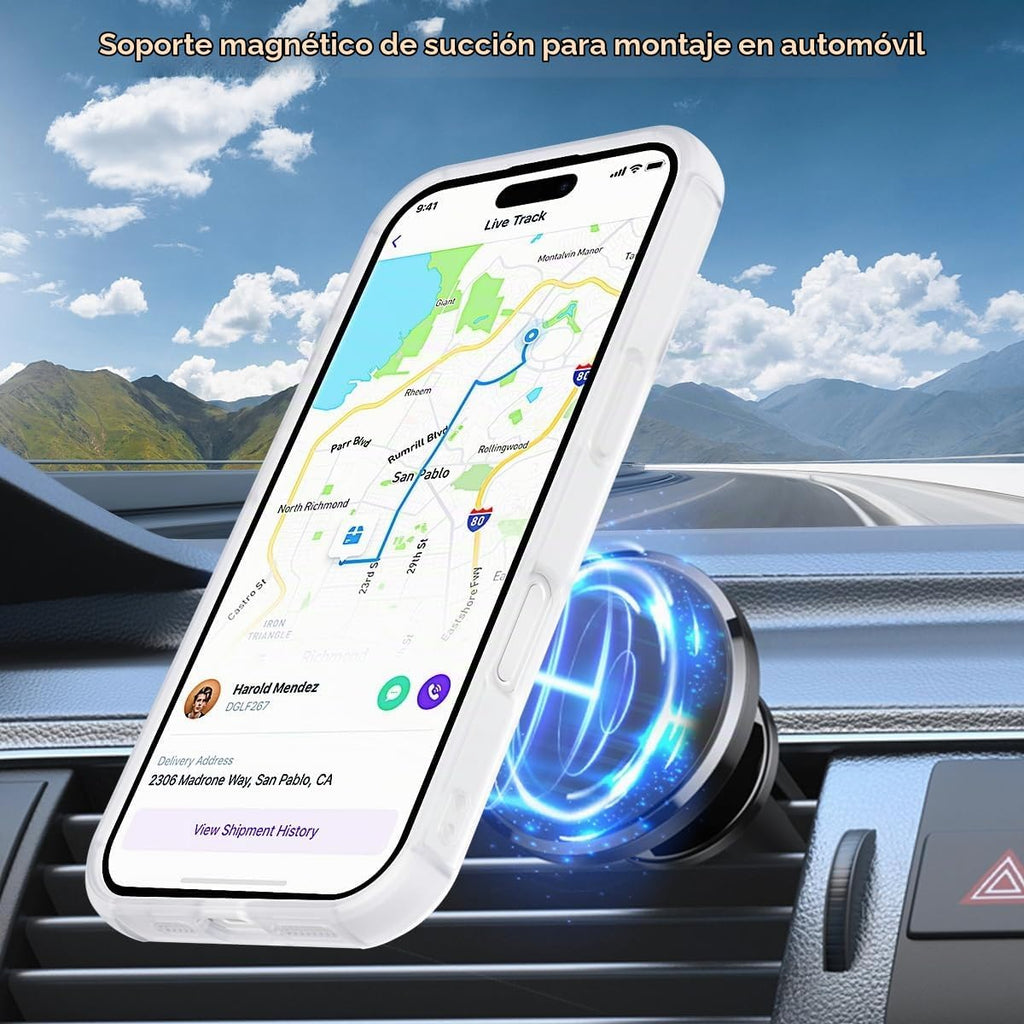 Compatible con iPhone 17 Pro Max Funda con Soporte, Blanco Escarchado