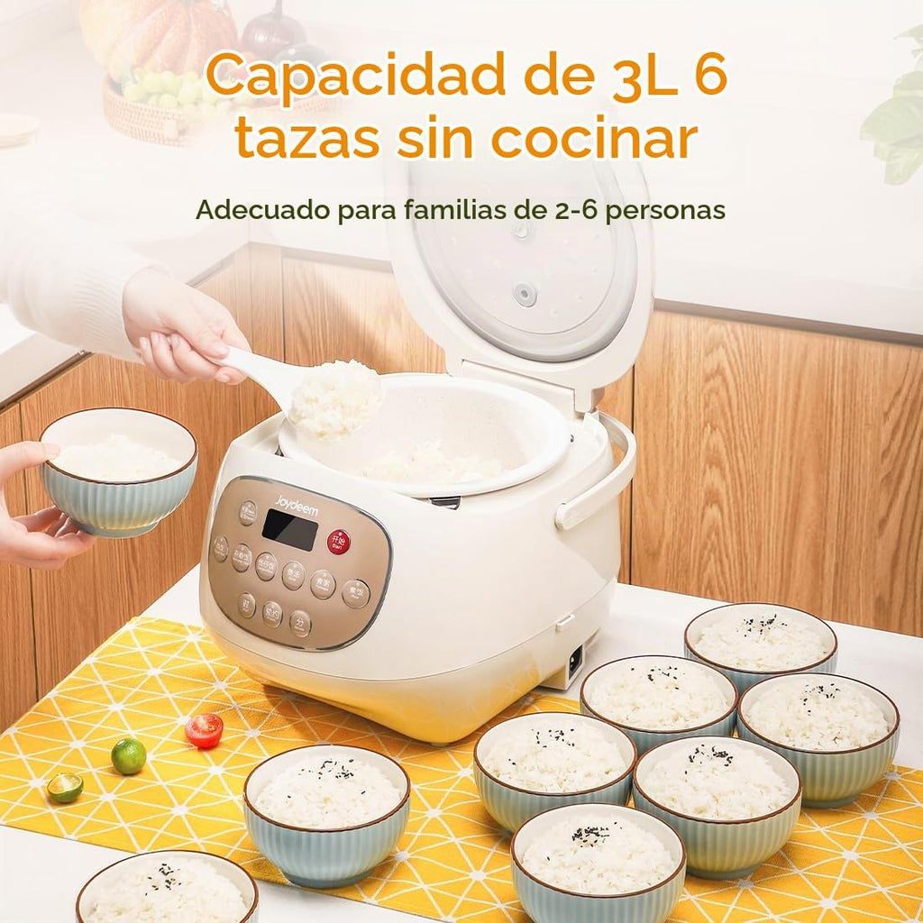 Joydeem Rice Cooker de Cerámica, 6 tazas de arroz crudo Cocinadores con Olla Interior de Cerámica Pura, Saludable y Libre de PFOA, 3L/3.2 qt, DFB-C300