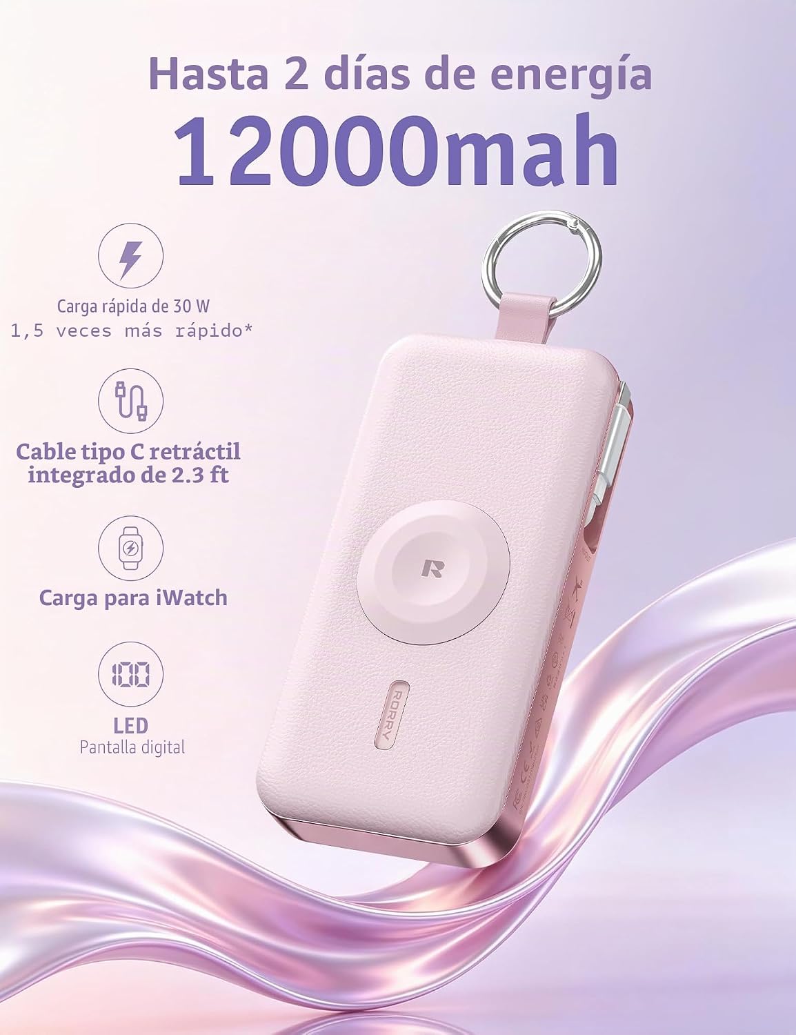 RORRY Cargador portátil, cargador de batería de carga rápida de 120...