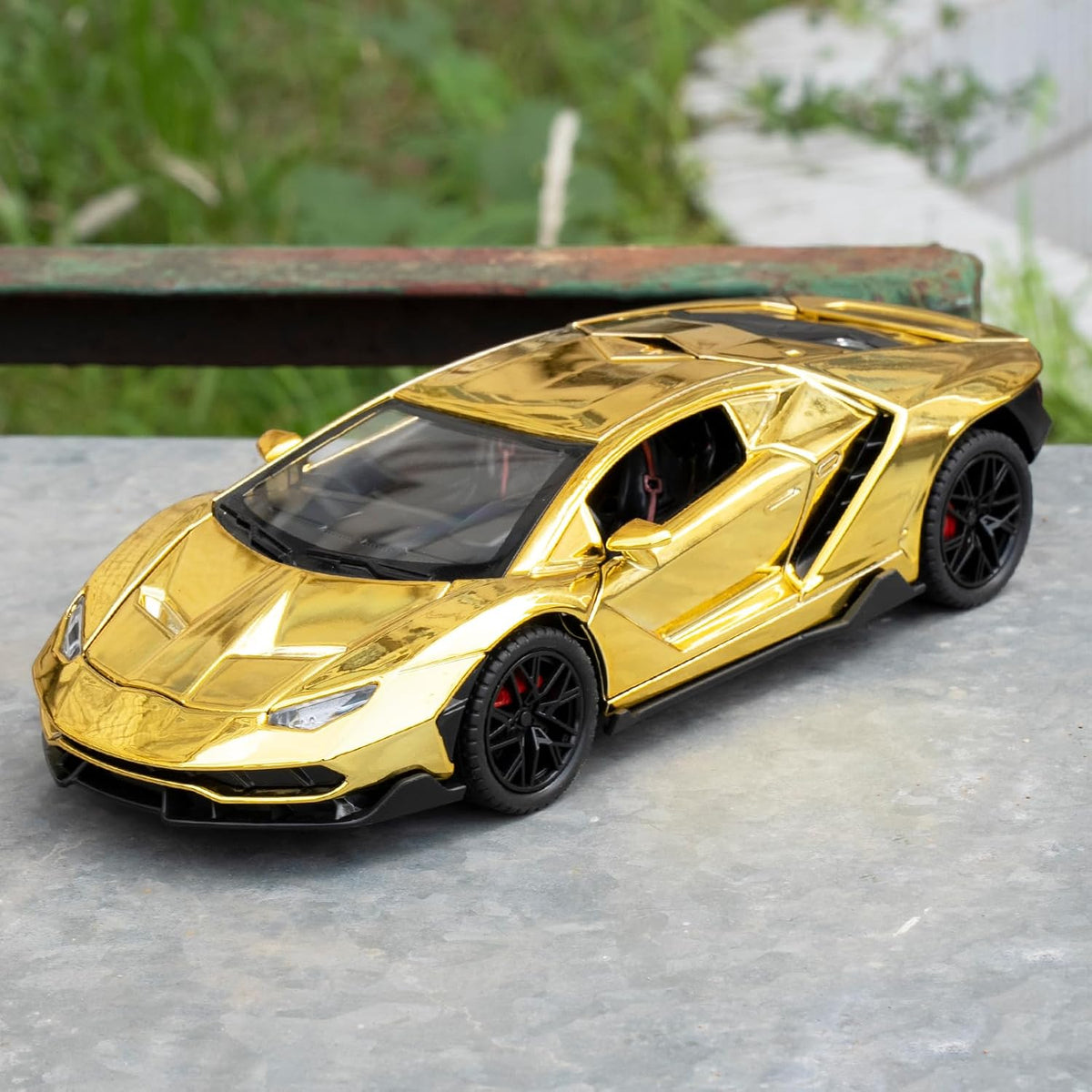 TGRCM-CZ 1/24 Lamborghini 770 Model Car, coche de juguete con sonido y luz con función de retroceso, modelo de aleación coleccionable, regalo para niños dorado