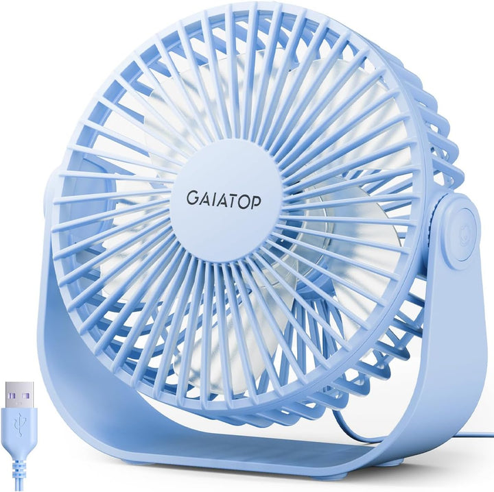 Gaiatop Ventilador de escritorio USB, flujo de aire fuerte de 3 vel...