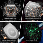 OLEVS Relojes para Hombre Casual Lujo Cara Grande Cronógrafo Multifuncional Relojes de Hombre Correa de Silicona/Nylon Duradera 3 ATM Resistente al Agua Reloj de Hombre Fecha Fase Lunar Reloj