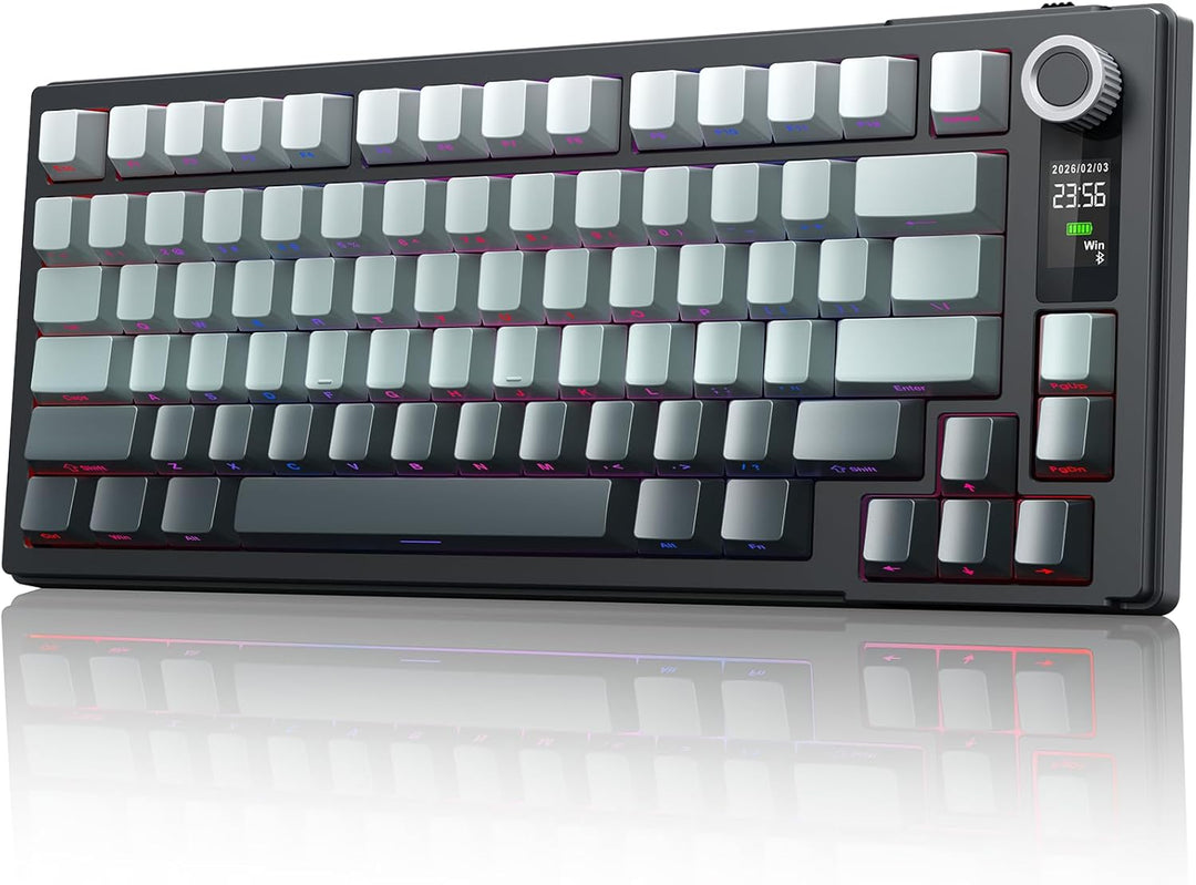 MOKURU Teclado mecánico inalámbrico, tres modos BT\/2.4G\/USB-C, co...