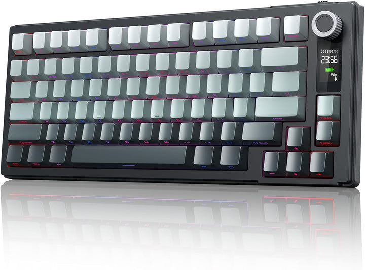 MOKURU Teclado mecánico inalámbrico, tres modos BT\/2.4G\/USB-C, co...