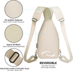 Bolso bandolera para mujer, bolsa cruzada grande con puerto de carga USB y tiradores de cremallera con logotipo, mochila ligera resistente al agua de nailon para viajes, senderismo (L, beige de