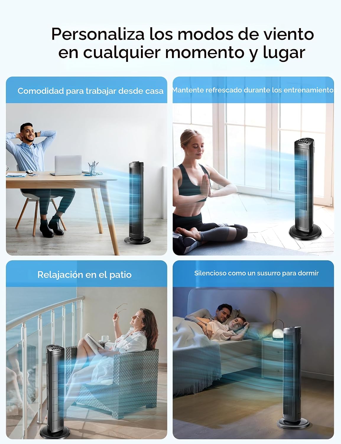 PELONIS Ventilador de torre oscilante de 30 pulgadas con 3 ajustes...