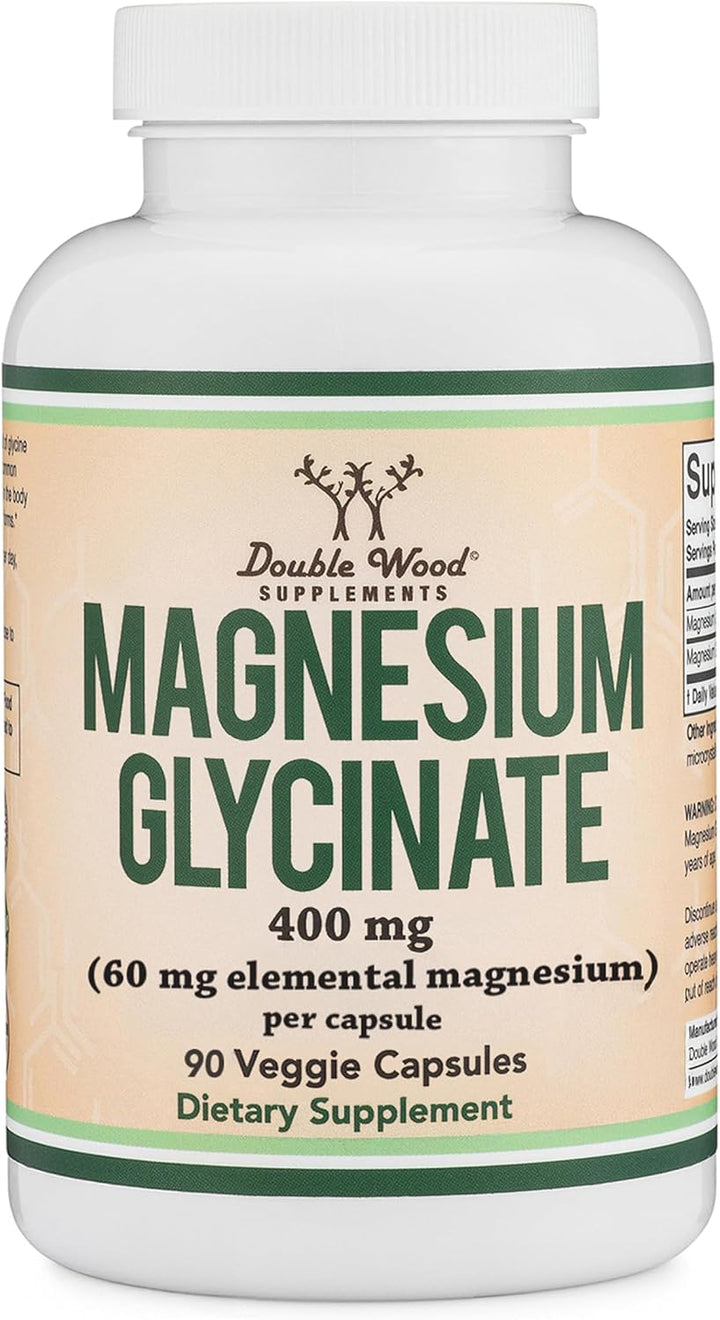 Glicinato de magnesio 400 mg, 90 cápsulas (apto para veganos, proba...