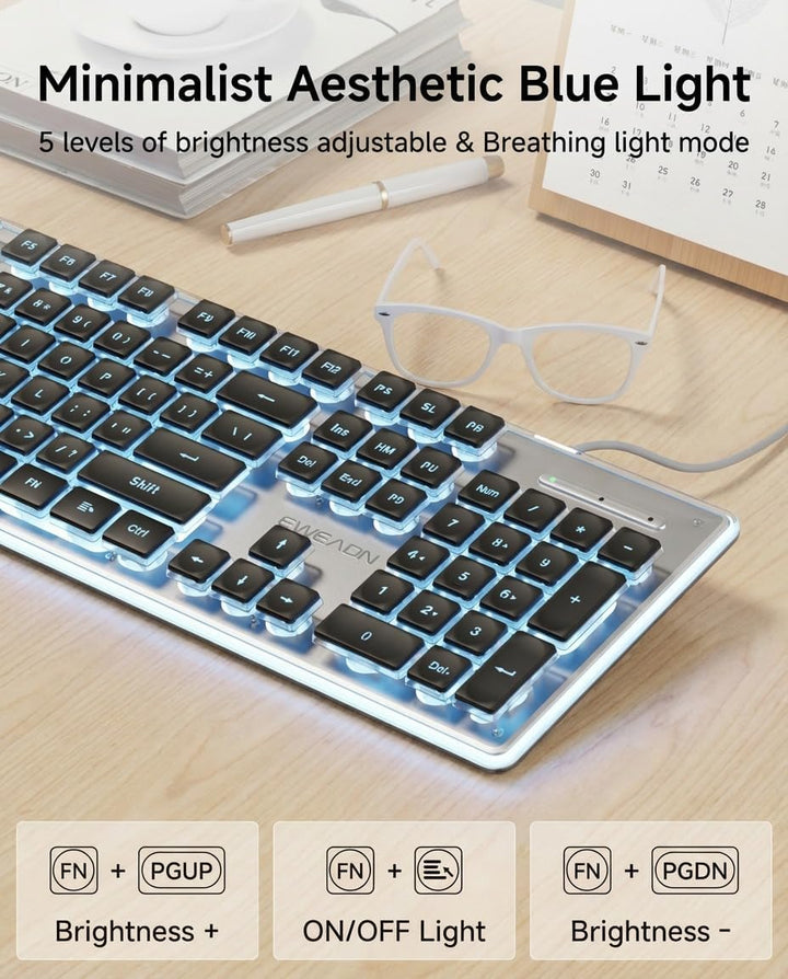 SEUNKWANG EWEADN GX710S - Teclado de computadora retroiluminado, te...