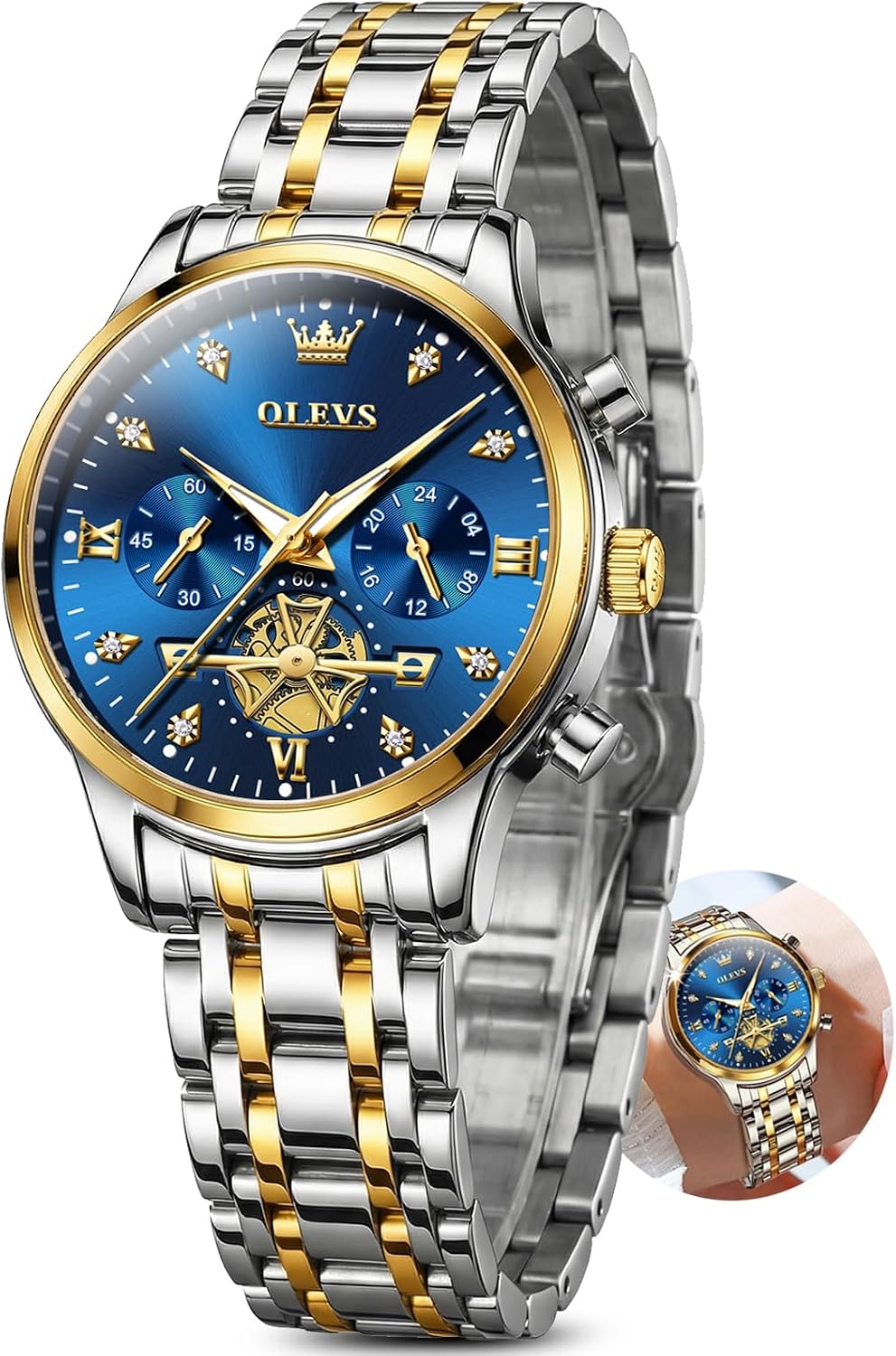 OLEVS Relojes para Mujer de Vestir Lujo Acero Inoxidable a Prueba de Agua Reloj de Muñeca