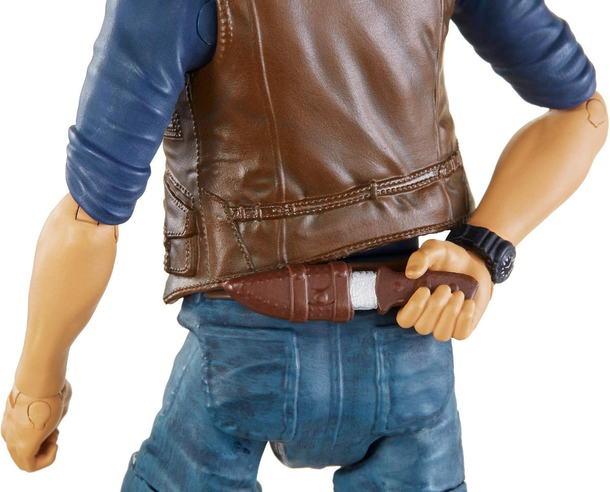 Jurassic World Toys Owen Grady Figura de acción coleccionable de 6 pulgadas con detalle de película, articulaciones móviles, accesorio de cuchillo de juguete, manos adicionales