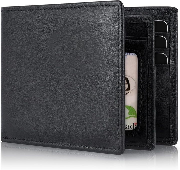 Swallowmall Cartera de cuero con bloqueo RFID para hombre, cartera...