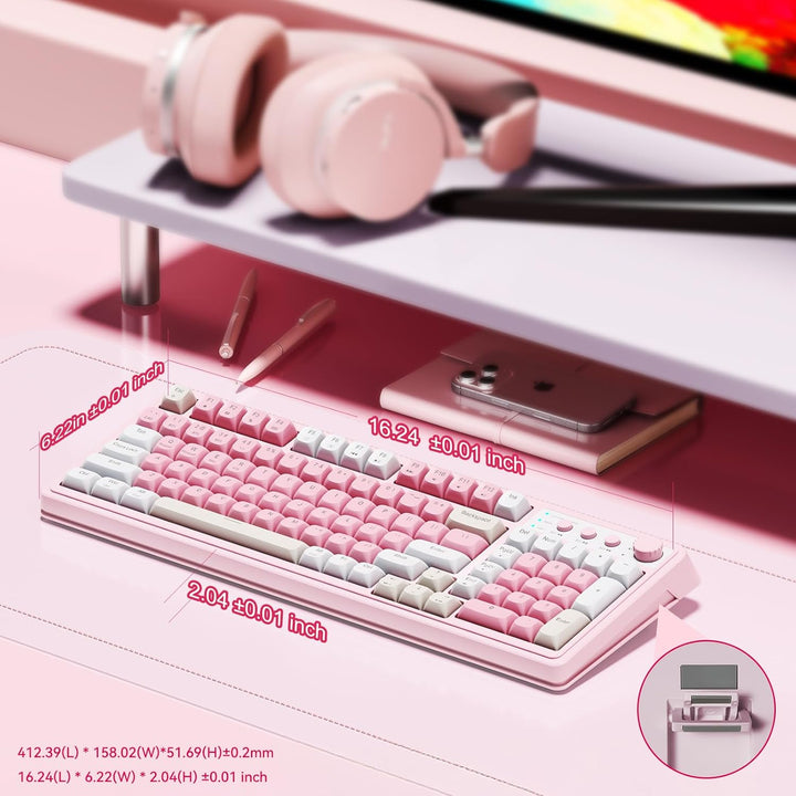AULA Teclado de 99 teclas, teclado inalámbrico para juegos, teclado...