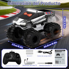 Coche de control remoto de policía con ojos dinámicos LED, autos RC anfibios 1:18, camioneta todo terreno 4WD, camión cibernético impermeable de 2.4 GHz, camión monstruo giratorio de 360°, juguetes