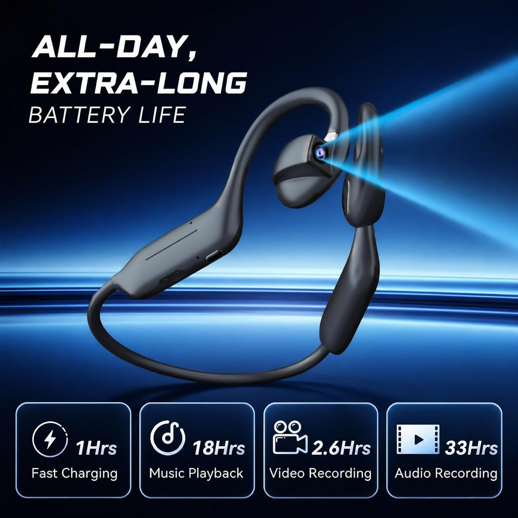 MONODEAL E12 Auriculares inteligentes de conducción ósea con cámara