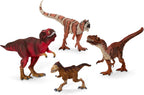 Schleich Dinosaurios – Juego de 4 piezas de dinosaurios rojos para niños y niñas – con figura de T Rex, Allosaurus, Intrepidus y Majungasaurus – Figura de dinosaurio realista de la era jurásica para