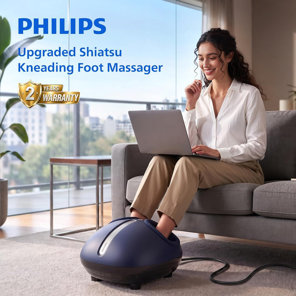 PHILIPS Masajeador de pies con calor, amasamiento Shiatsu y compresión de aire, 4 modos