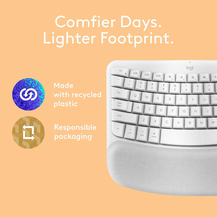 Logitech Wave Keys para Mac, Teclado Inalámbrico Ergonómico con Rep...