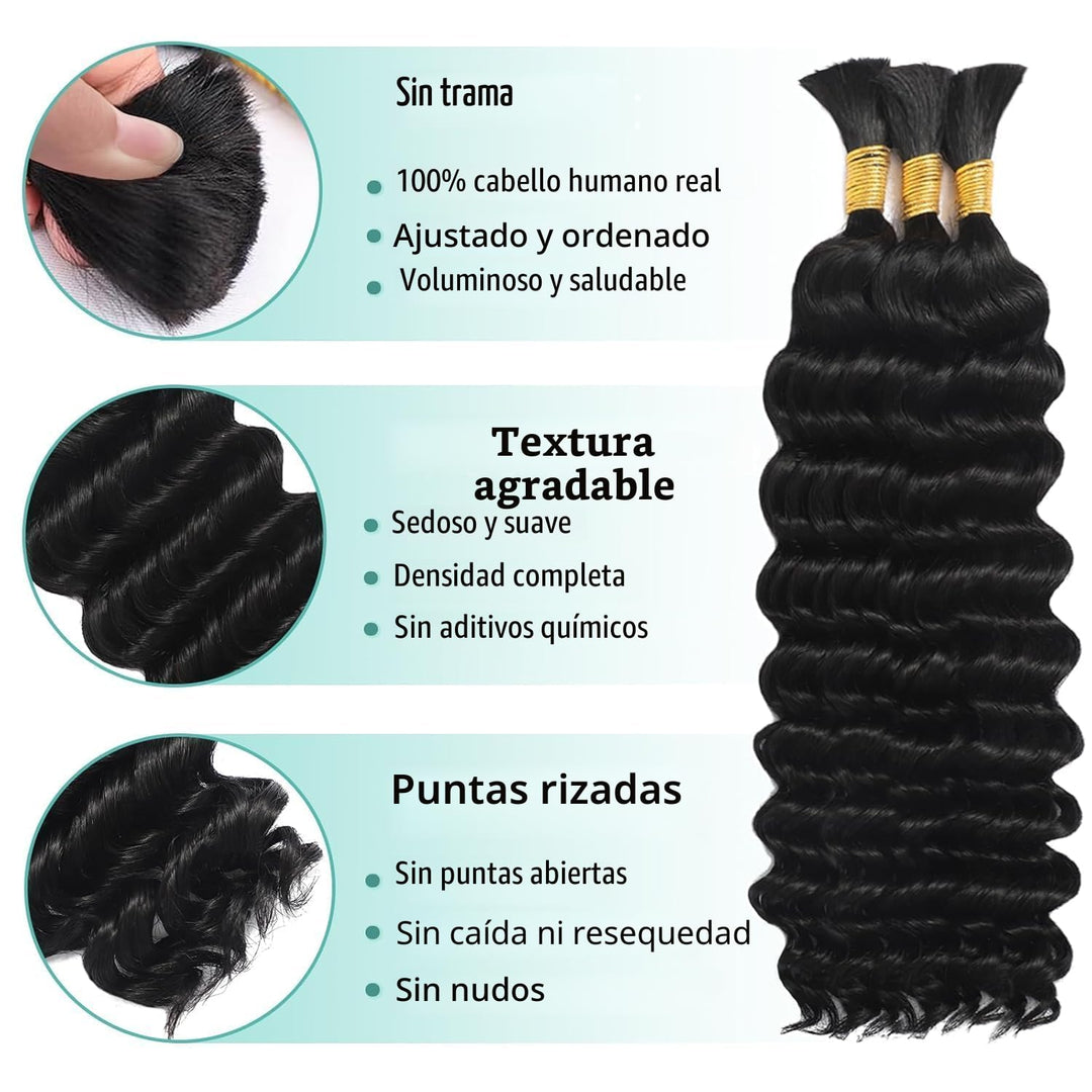 Cabello humano para trenzas Boho Cabello humano 110g 20 pulgadas ri...