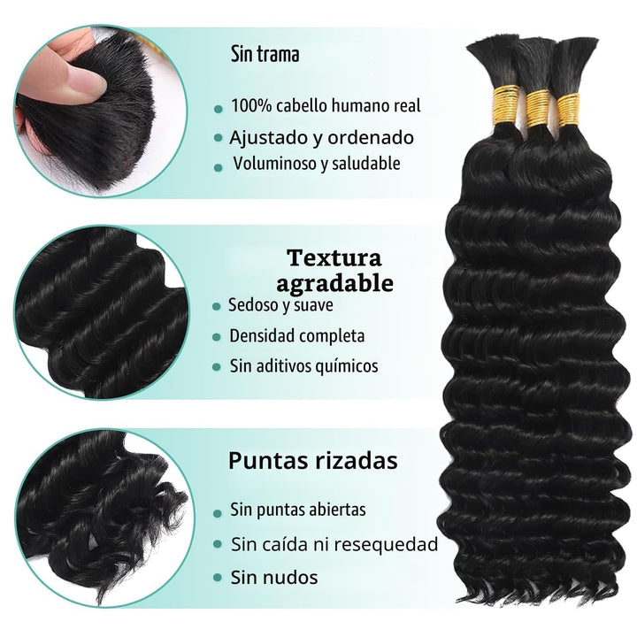Cabello humano para trenzas Boho Cabello humano 110g 20 pulgadas ri...