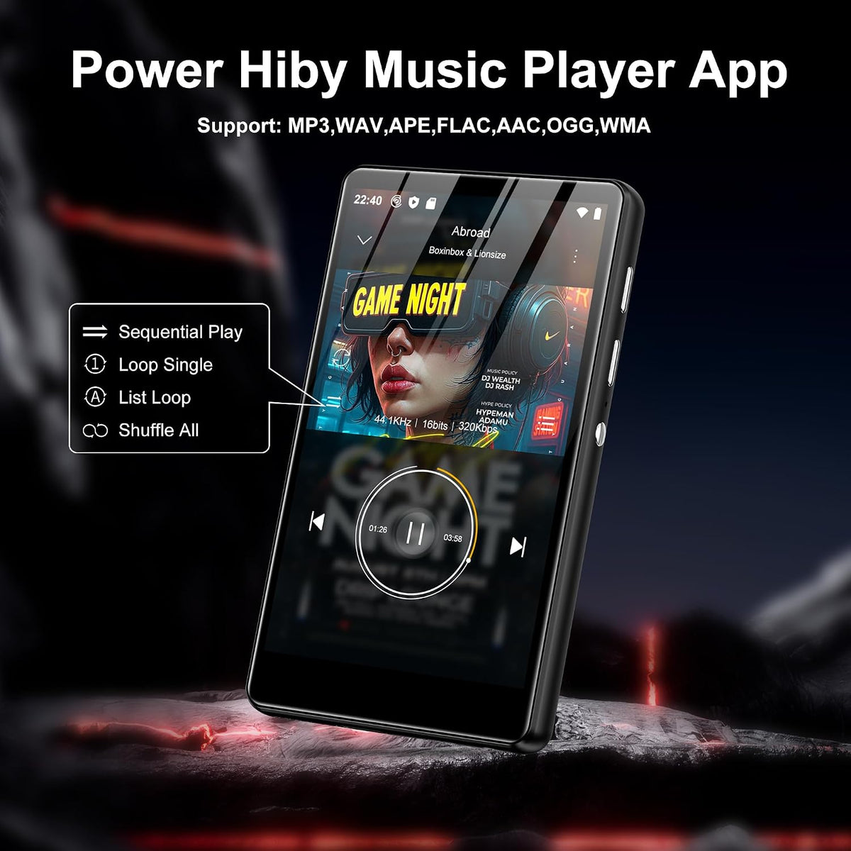 Reproductor de música de 80 GB, reproductor MP3 MP4 con Bluetooth y WiFi con pantalla táctil IPS de 4 pulgadas, reproductores de audio digital M503 Pro Spotify con Amazon Music, audible, navegador