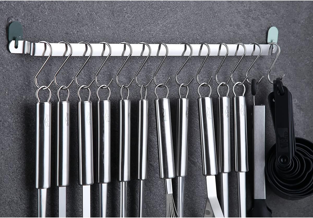 Berglander Juego de utensilios de cocina de 38 piezas, juego de utensilios de cocina de acero inoxidable, utensilios de cocina, juego de herramientas de cocina con soporte para utensilios y ganchos