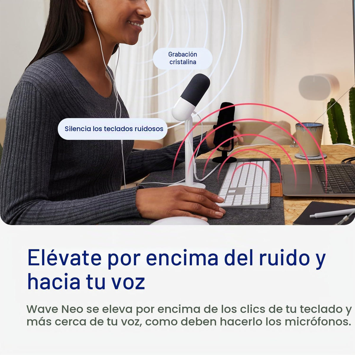 Elgato Micrófono de condensador USB Wave: Neo, toque para silenciar