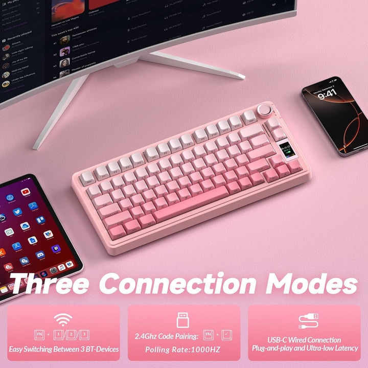 AULA Teclado Mecánico Inalámbrico S75 PRO con Pantalla y Perilla, T...