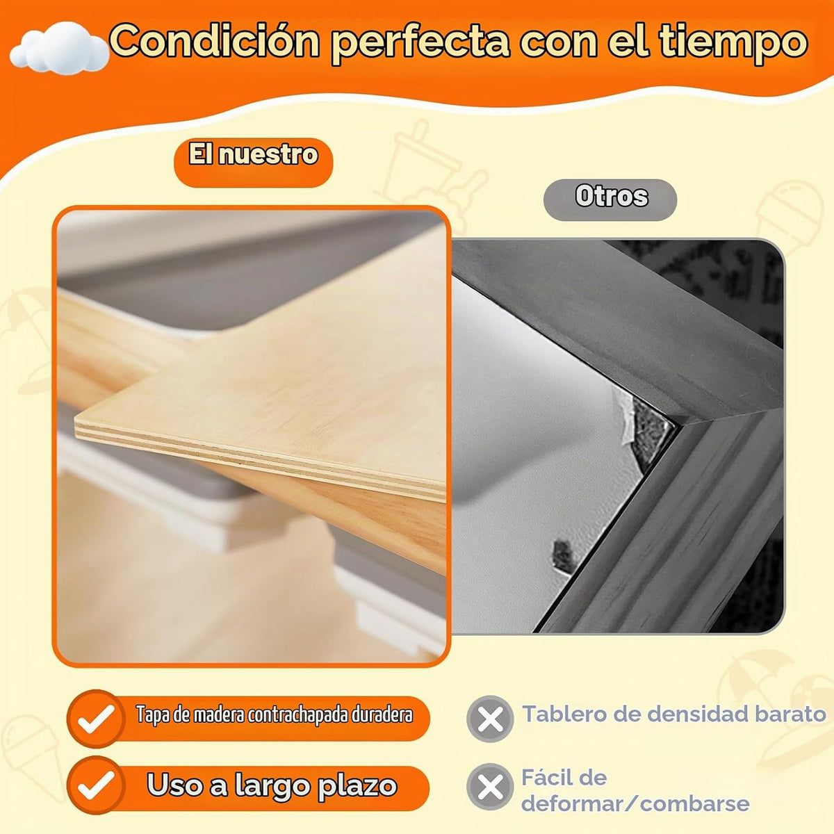 FUNLIO Mesa sensorial de madera para niños pequeños de 1 a 5 años, mesa de actividades para niños de 3 niveles de altura ajustable con tapa de madera contrachapada antideformación, mesa de arena y agua para interiores y exteriores, certificado CPC