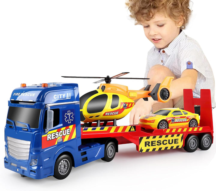Dwi Dowellin Camión de remolque de juguete para niños, 25.6 pulgada...