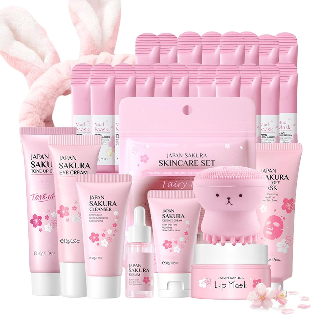 Set de cuidado de piel Sakura de Japón para adolescentes, 8PCS, Aroma Sakura