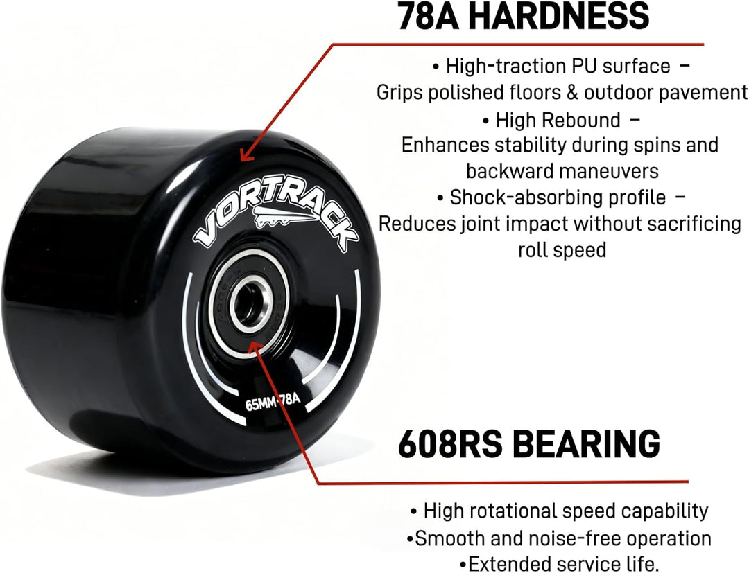 VORTRACK 78A - Ruedas para patines cuádruples paquete de 8