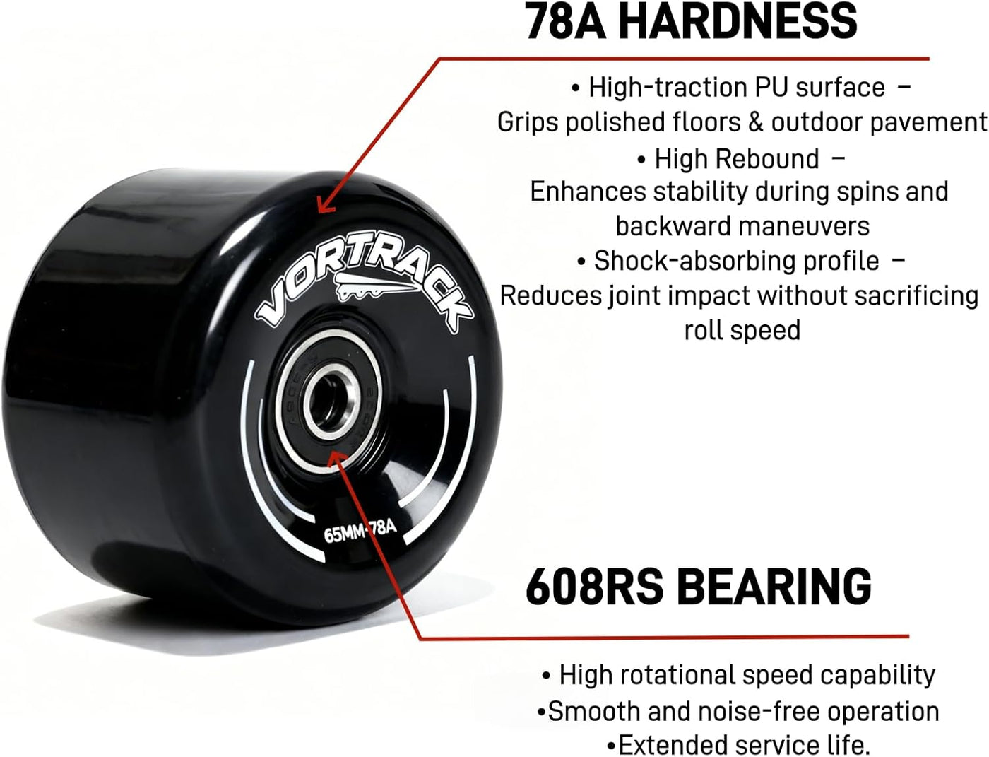 VORTRACK 78A - Ruedas para patines cuádruples paquete de 8