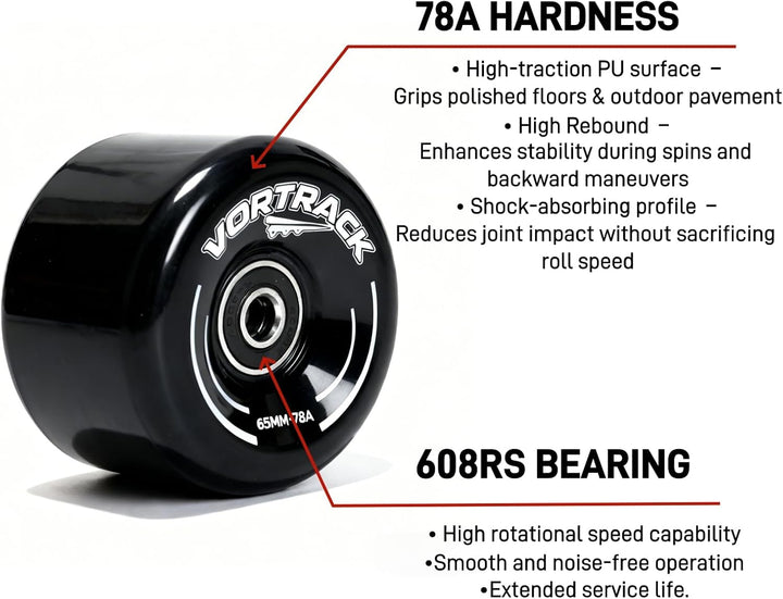 VORTRACK 78A - Ruedas para patines cuádruples paquete de 8