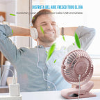 BESKAR Ventilador pequeño de clip, ventiladores USB de 3 velocidade...
