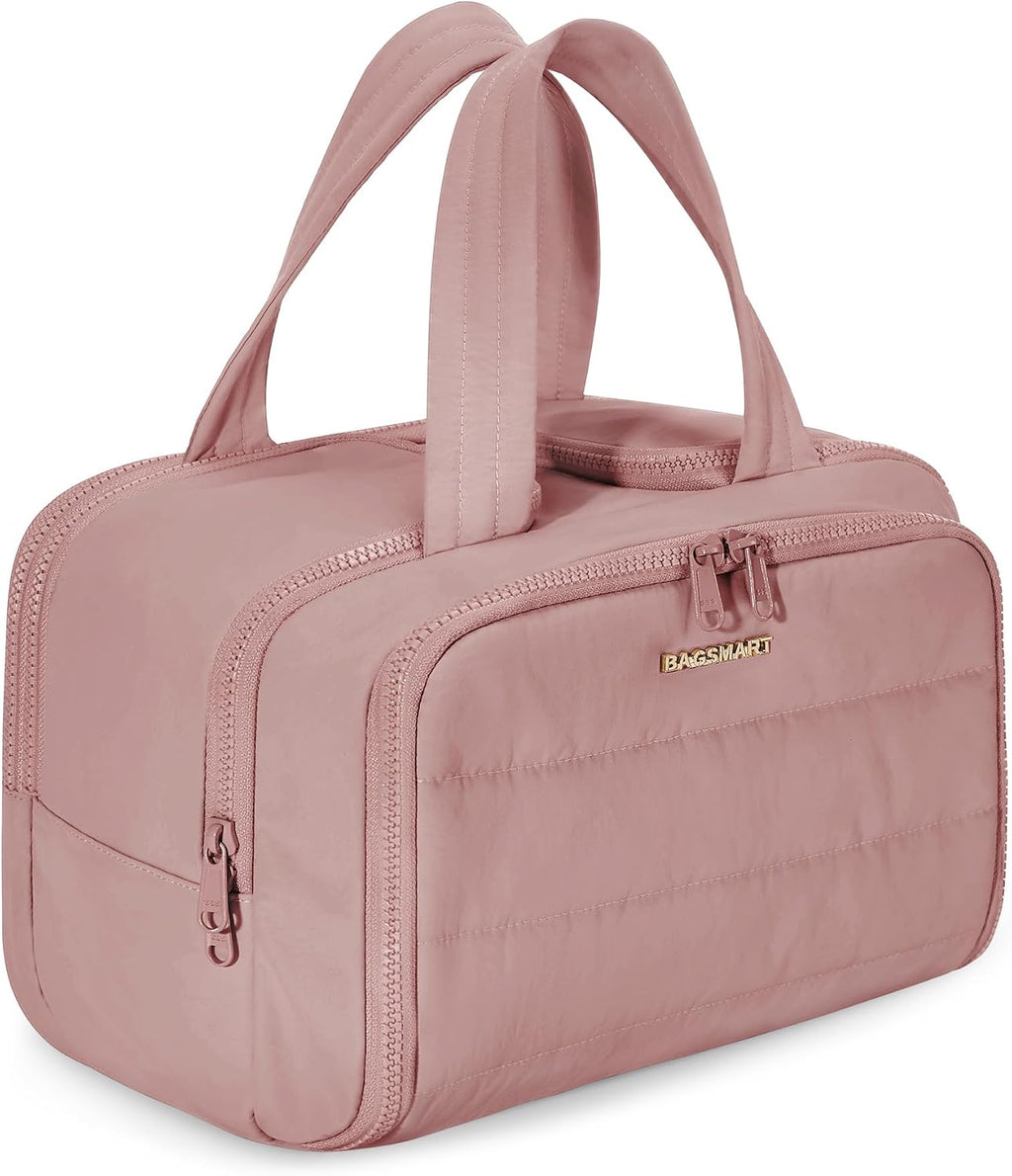 BAGSMART Bolsa de Aseo de Viaje, Bolsa de Aseo Resistente para Mujeres, Bolsas de Aseo Ampliamente Abiertas y Esponjosas para Viajar, Organizador Grande de Bolsa de Cosméticos de Viaje para Accesorios