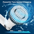 Limpiador eléctrico giratorio, limpiador de baño, cepillo de limpieza de ducha eléctrico con mango extensible y 4 cabezales de cepillo, limpiador de ducha para bañera, azulejos, lechada, cocina