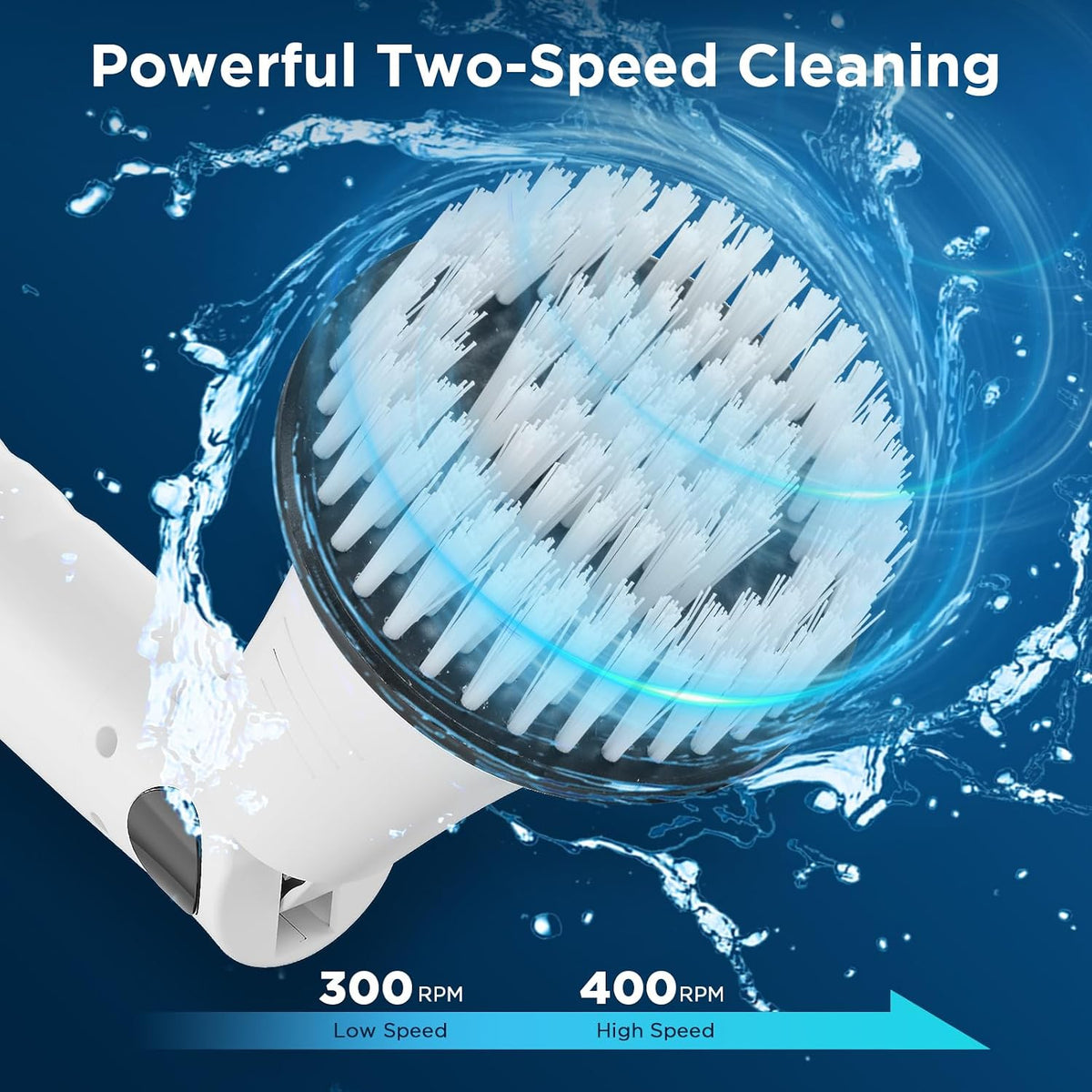 Limpiador eléctrico giratorio, limpiador de baño, cepillo de limpieza de ducha eléctrico con mango extensible y 4 cabezales de cepillo, limpiador de ducha para bañera, azulejos, lechada, cocina