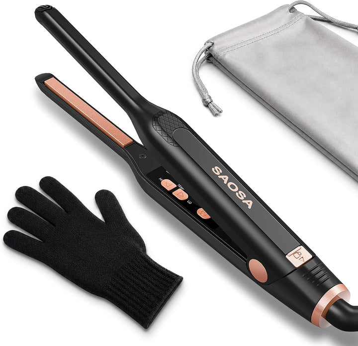 SAOSA Mini plancha plana para cabello corto, alisador y rizador de...