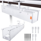 Bandeja de organización de cables para debajo del escritorio, sin taladro, bridas incluidas, material de lona ecológico, diseño de malla para disipación de calor, organizador de cables/almacenamiento