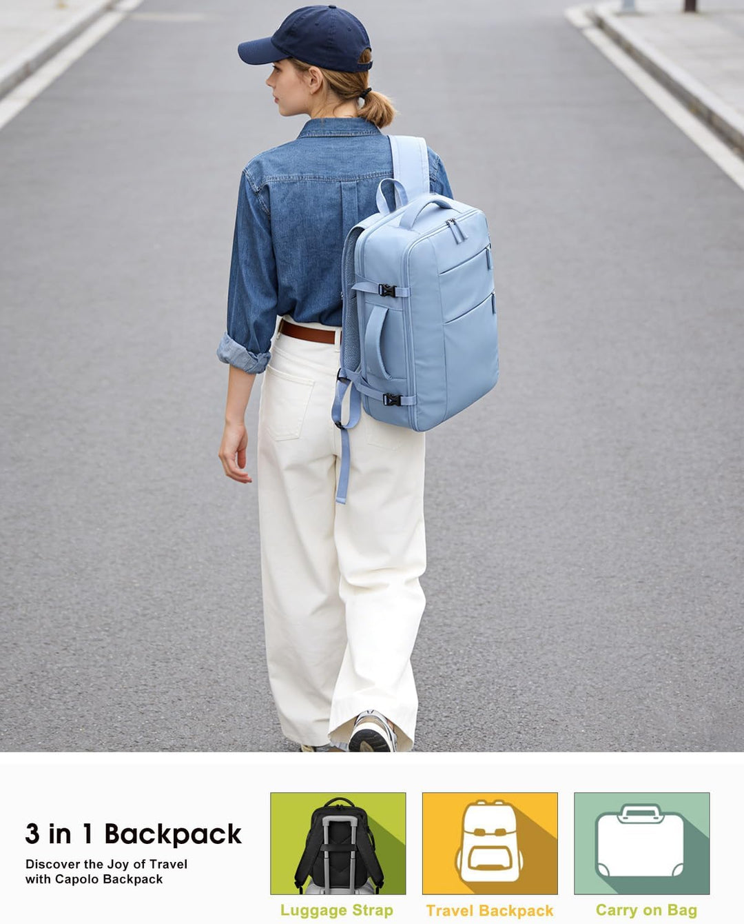 Capolo Mochila de viaje para mujeres y hombres, mochila impermeable...
