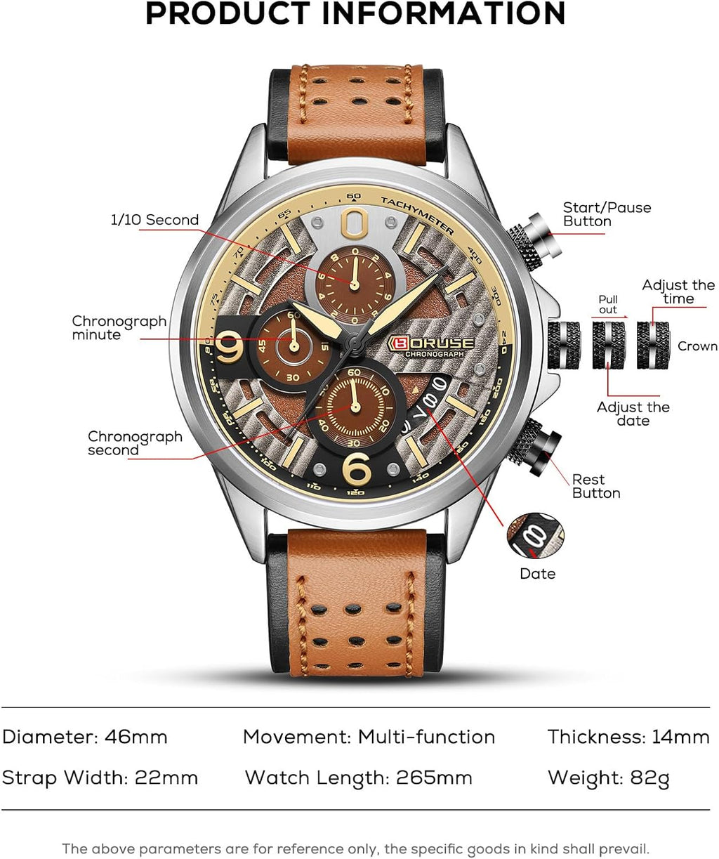 Relojes Casual para Hombre de Lujo con Esfera Grande y Correa de Cuero de Fashion