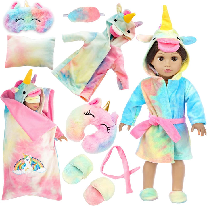 XFEYUE Juego de ropa de muñeca americana de 18 pulgadas y saco de d...