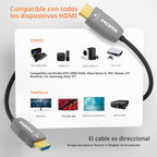 Cable óptico HDMI 8K 2.1 de fibra, Clasificación CL2, 48Gbps, 8K60, 4K120, 50FT