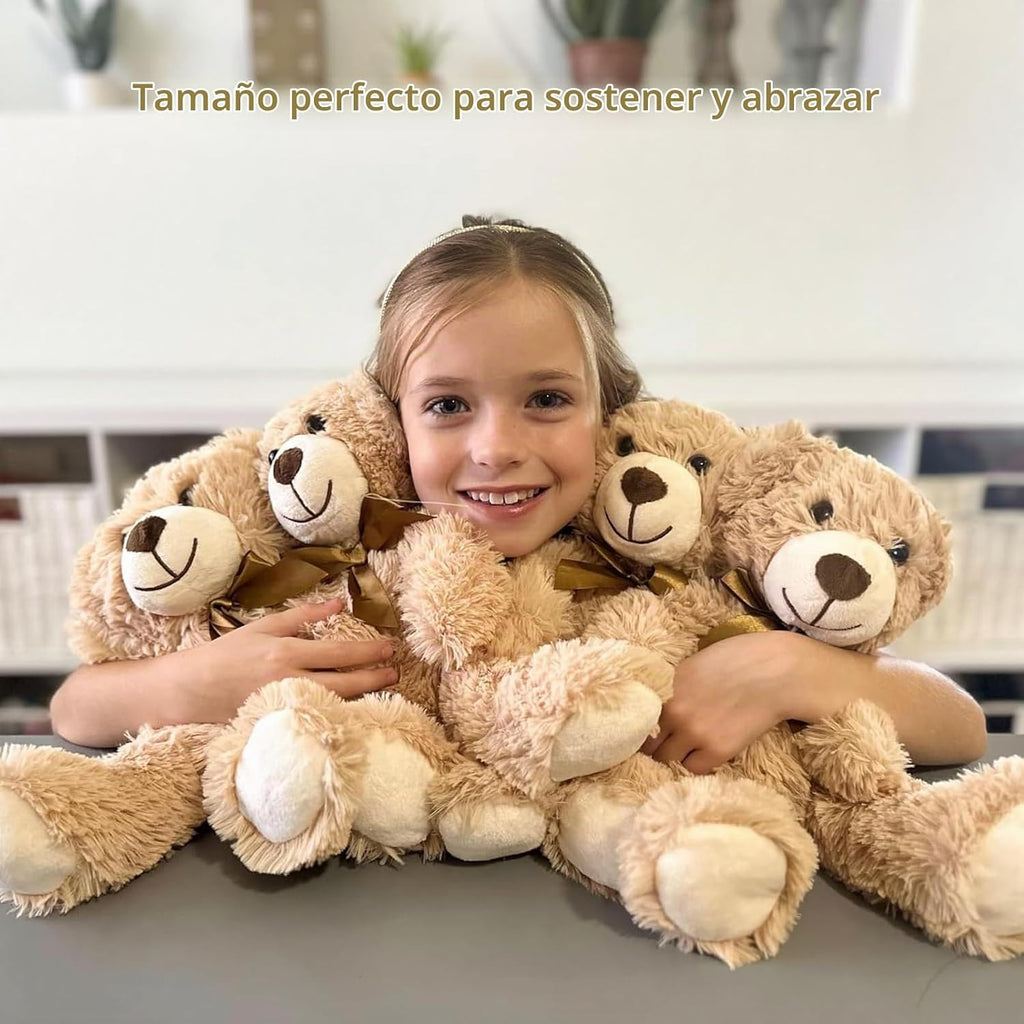 MorisMos Paquete de 6 osos de peluche a granel, osos de peluche pequeños de 14 pulgadas, bonitos osos de peluche para centro de mesa, baby shower, San Valentín, boda, cumpleaños, color marrón claro