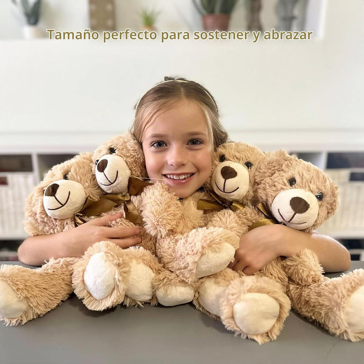 MorisMos Paquete de 6 osos de peluche a granel, osos de peluche pequeños de 14 pulgadas, bonitos osos de peluche para centro de mesa, baby shower, San Valentín, boda, cumpleaños, color marrón claro