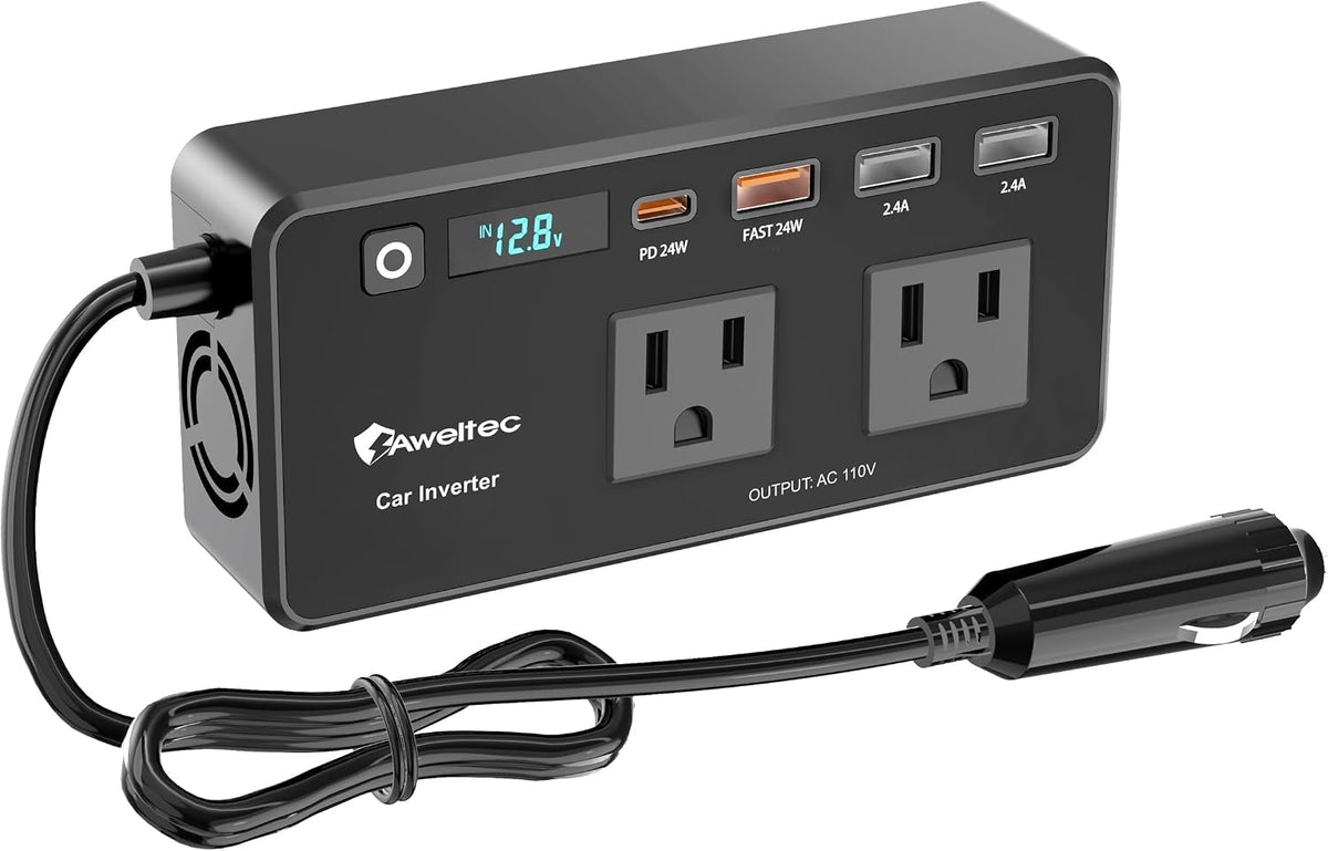 Inversor de coche de 200 W 12 V-110 V convertidor de CA LED USB-C