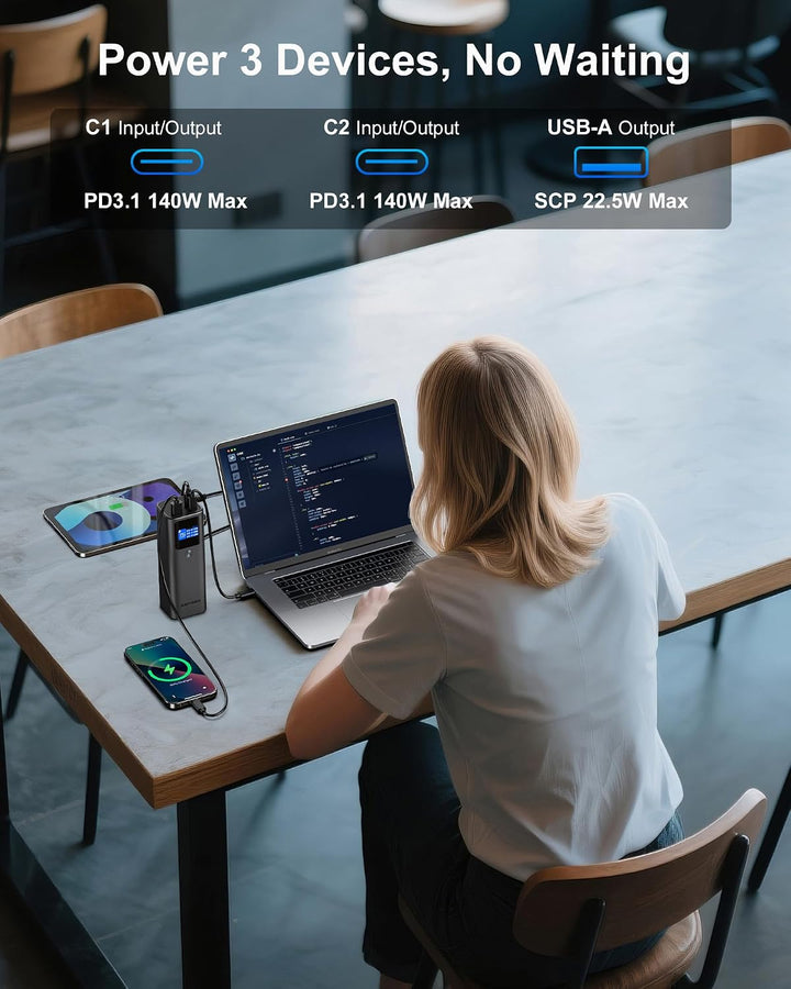 AsperX - Banco de energía para portátil, 27,600 mAh, 162,5 W, PD3.1...