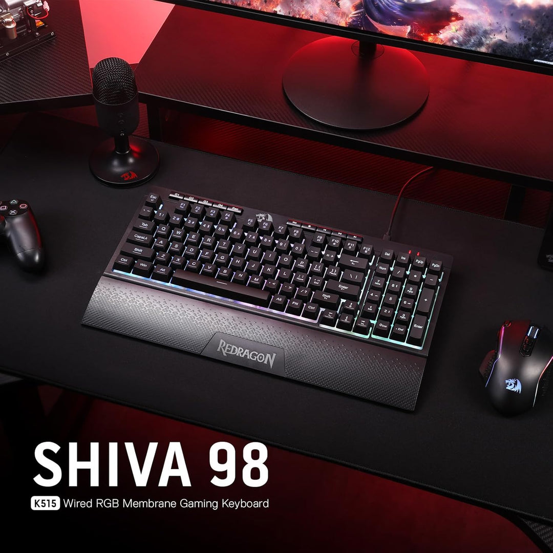 Redragon K515 Shiva - Teclado con cable para juegos RGB de membrana...
