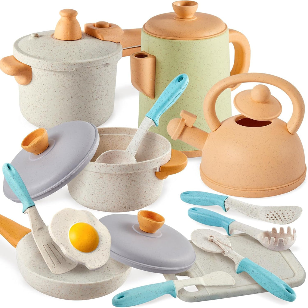 Play Kitchen Pots y Pans Set, Pretend Play Utensils Accessories